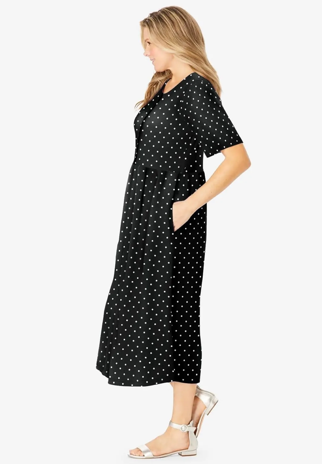 Woman Within Women's Plus Size Button-Front Essential Dress
