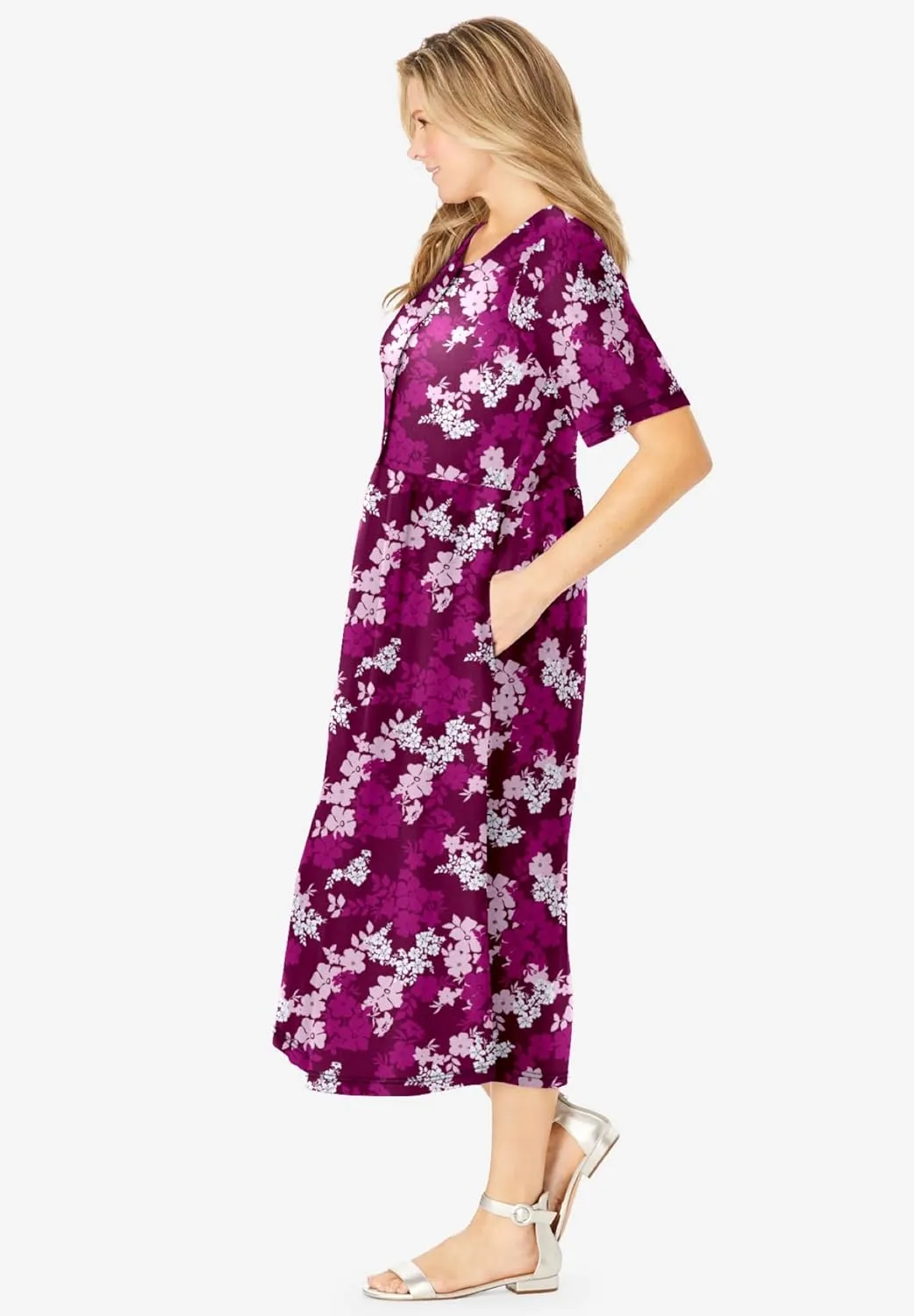 Woman Within Women's Plus Size Button-Front Essential Dress