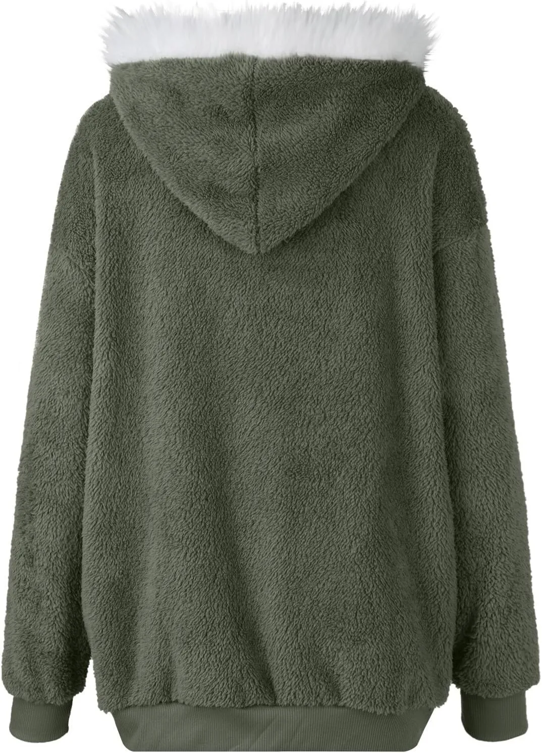 Women 2023 Winter Fuzzy Fleece Coat Plus Size Plush Fluffy Sweatshirt Hoodie with Pockets Parka Loose Blazer Hooded