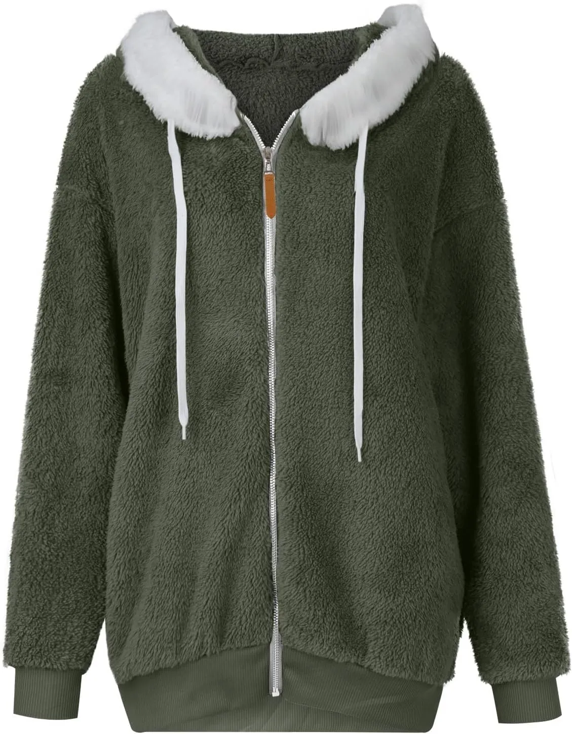 Women 2023 Winter Fuzzy Fleece Coat Plus Size Plush Fluffy Sweatshirt Hoodie with Pockets Parka Loose Blazer Hooded