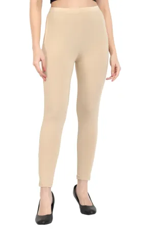 Women Beige Ankle Length Legging