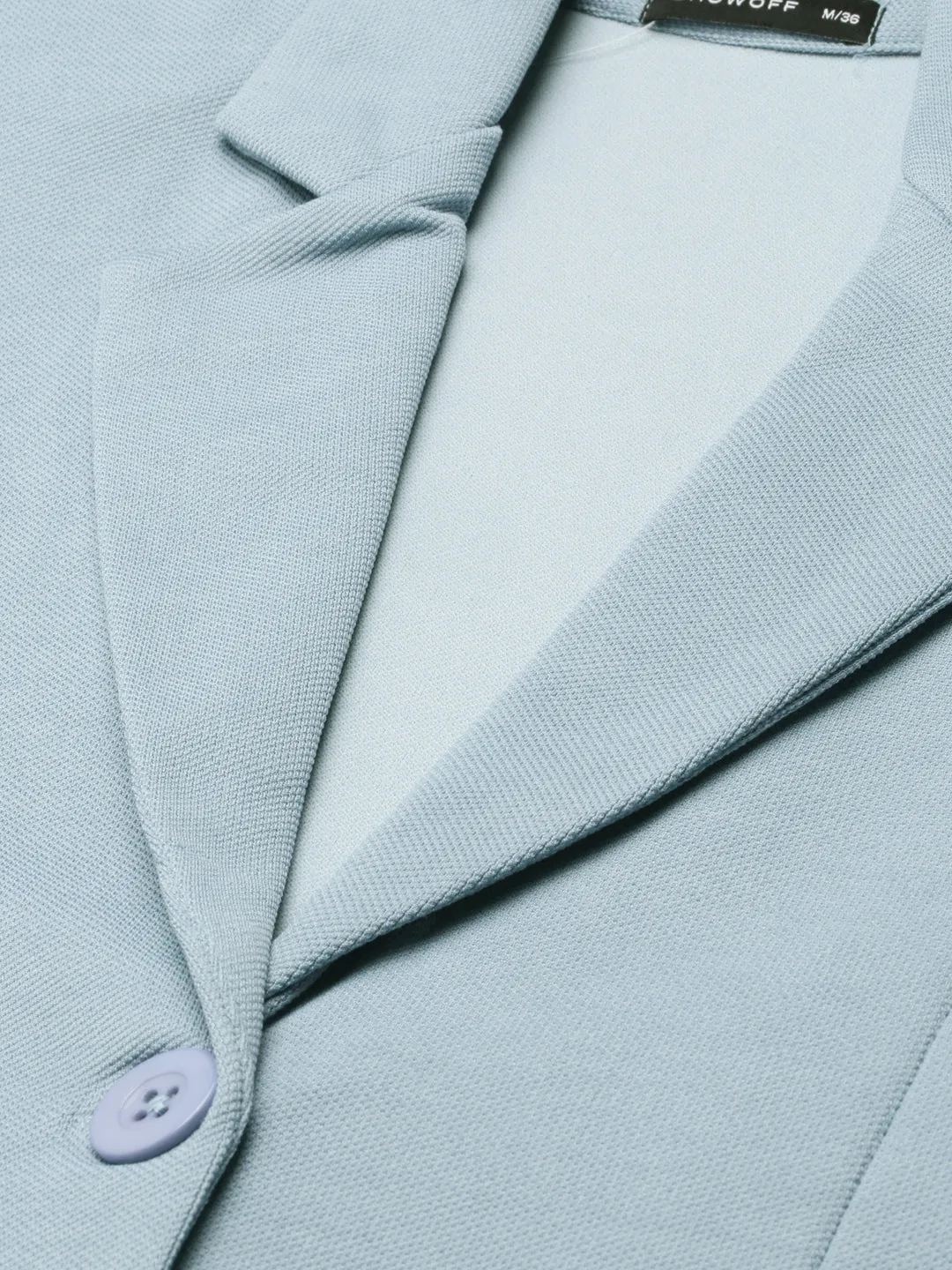 Women Blue Notched Lapel Single-Breasted Blazer