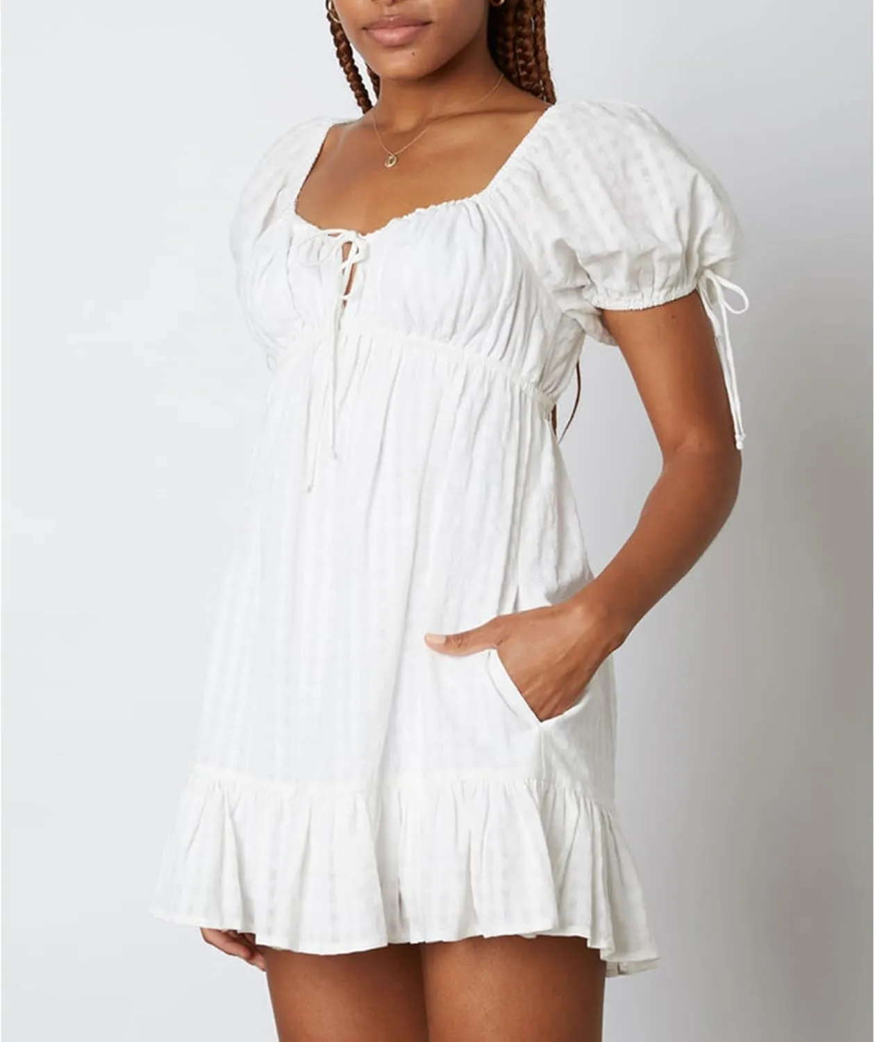 Women Boho Floral Puff Short Sleeve Mini Dress Y2k Ruffle Lace Trim Babydoll Short Dresses Summer Causal Flowy Dress