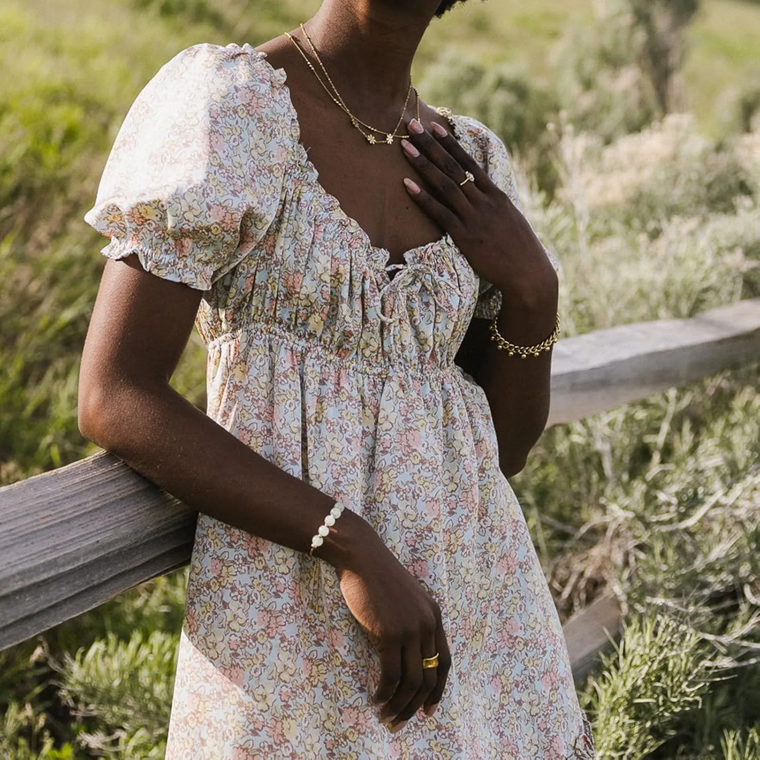 Women Boho Floral Puff Short Sleeve Mini Dress Y2k Ruffle Lace Trim Babydoll Short Dresses Summer Causal Flowy Dress