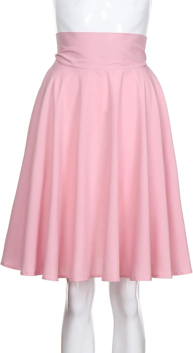 Women Casual Summer Skirts High Waist A Line Chiffon Midi Skirt Elegant Lady Pleated Skirt Faldas Mujer Harajuku