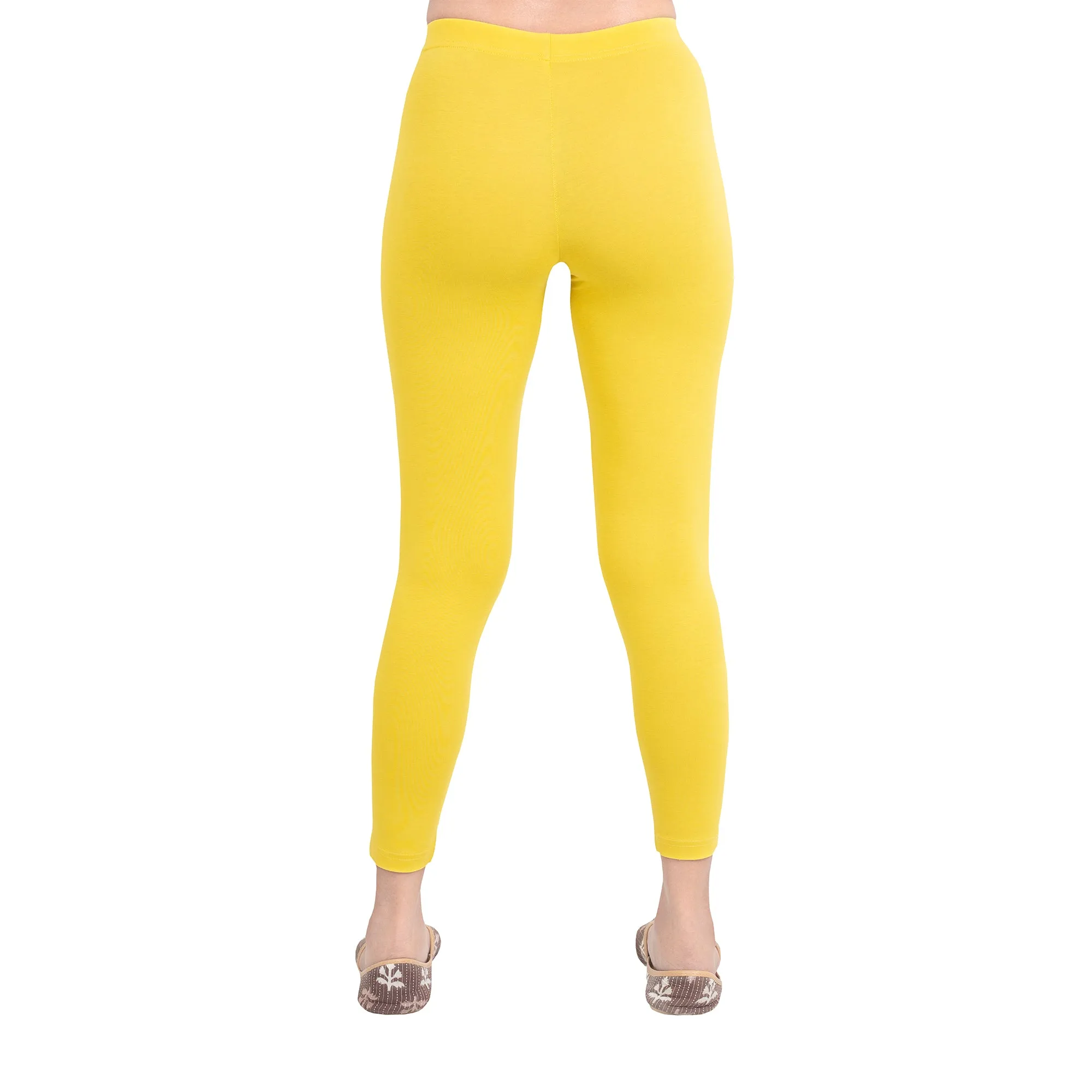 Women Dull Lemon Ankle Length Legging