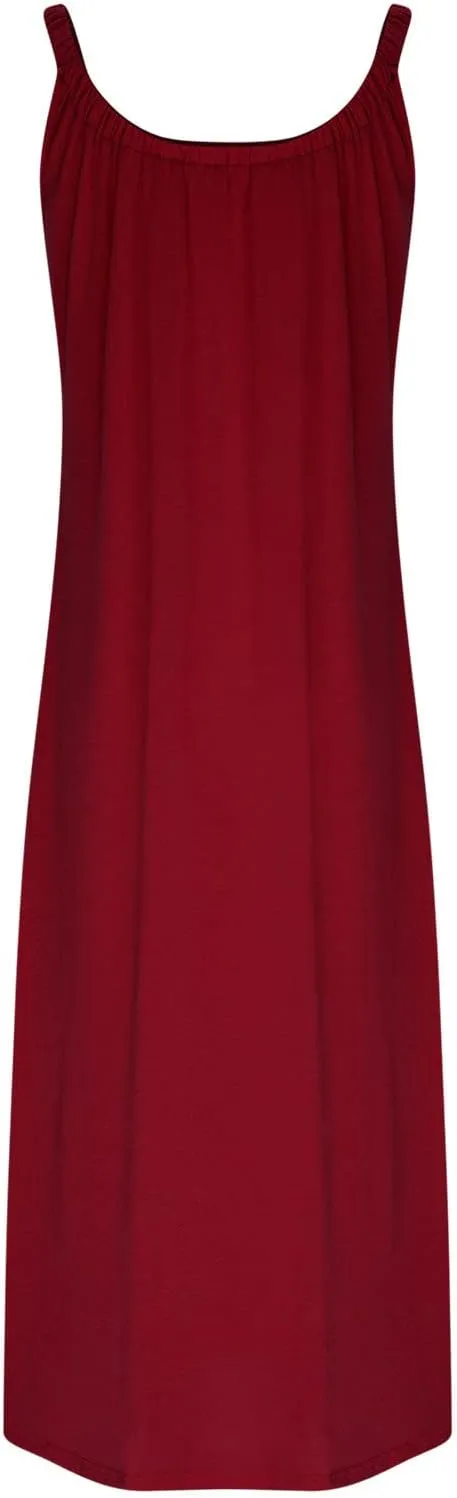Women Pleated Crew Neck Maxi Dresses Sleeveless Beach Boho Summer Dress Loose Vacation Plus Size Sundress