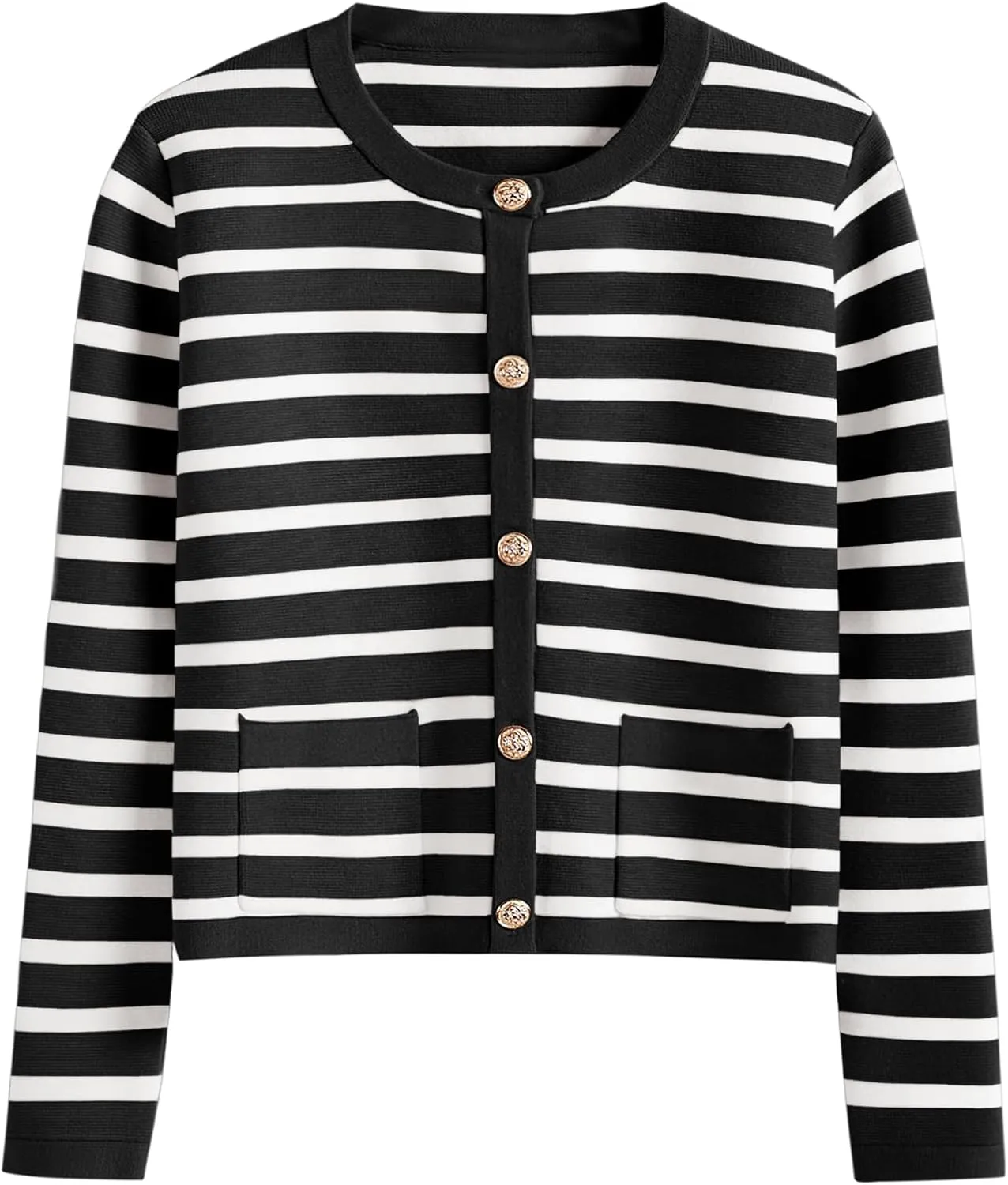 Women Striped Cardigan Sweaters Button Down Cropped Knit Lady Jackets Coat 2024 Fall Outfits Trendy Clothes