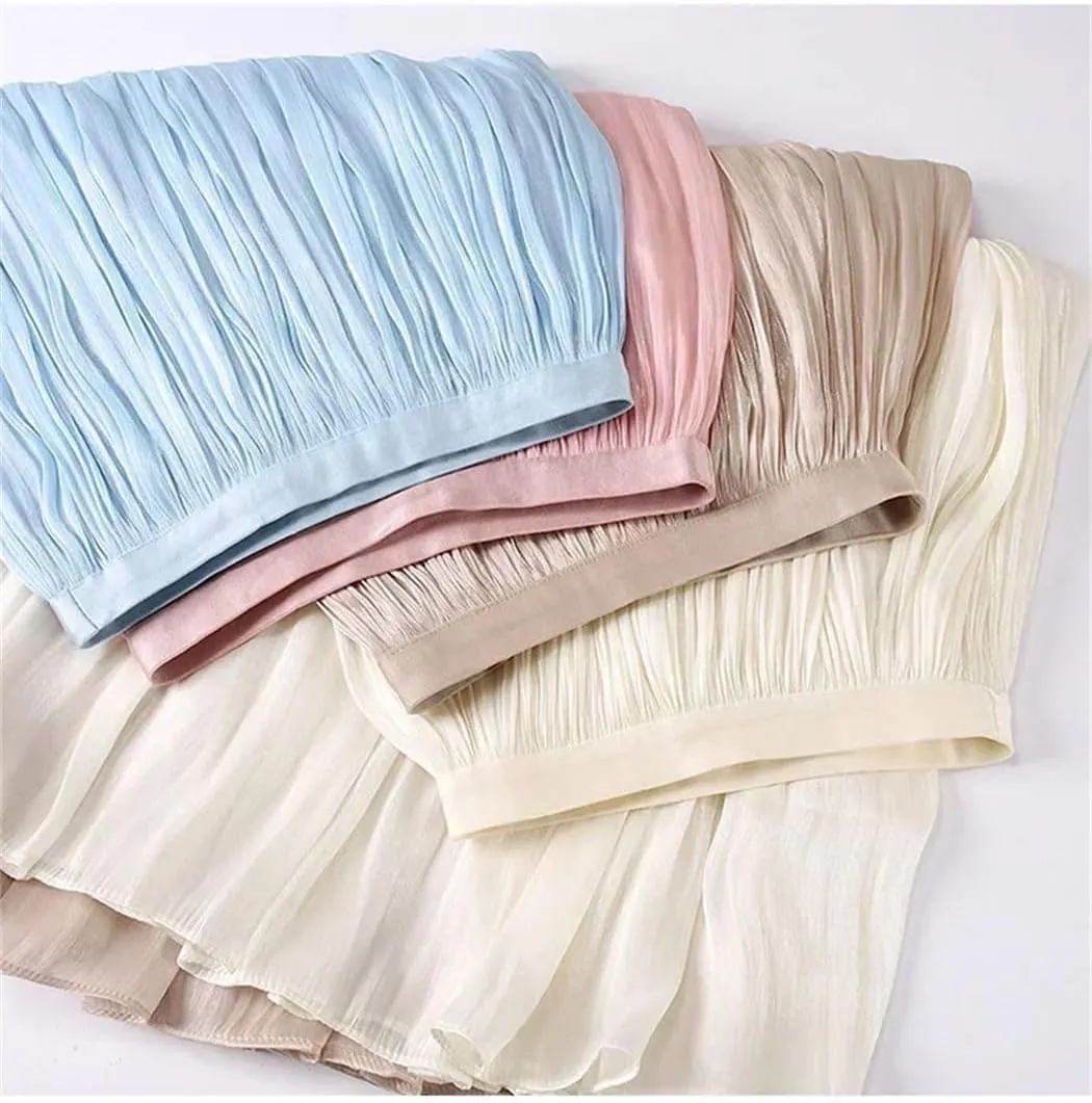 Women Summer High-Waist A-Line Skirt Loose Waist Medium Length Pleated Skirt Beach Vacation Party Skirts