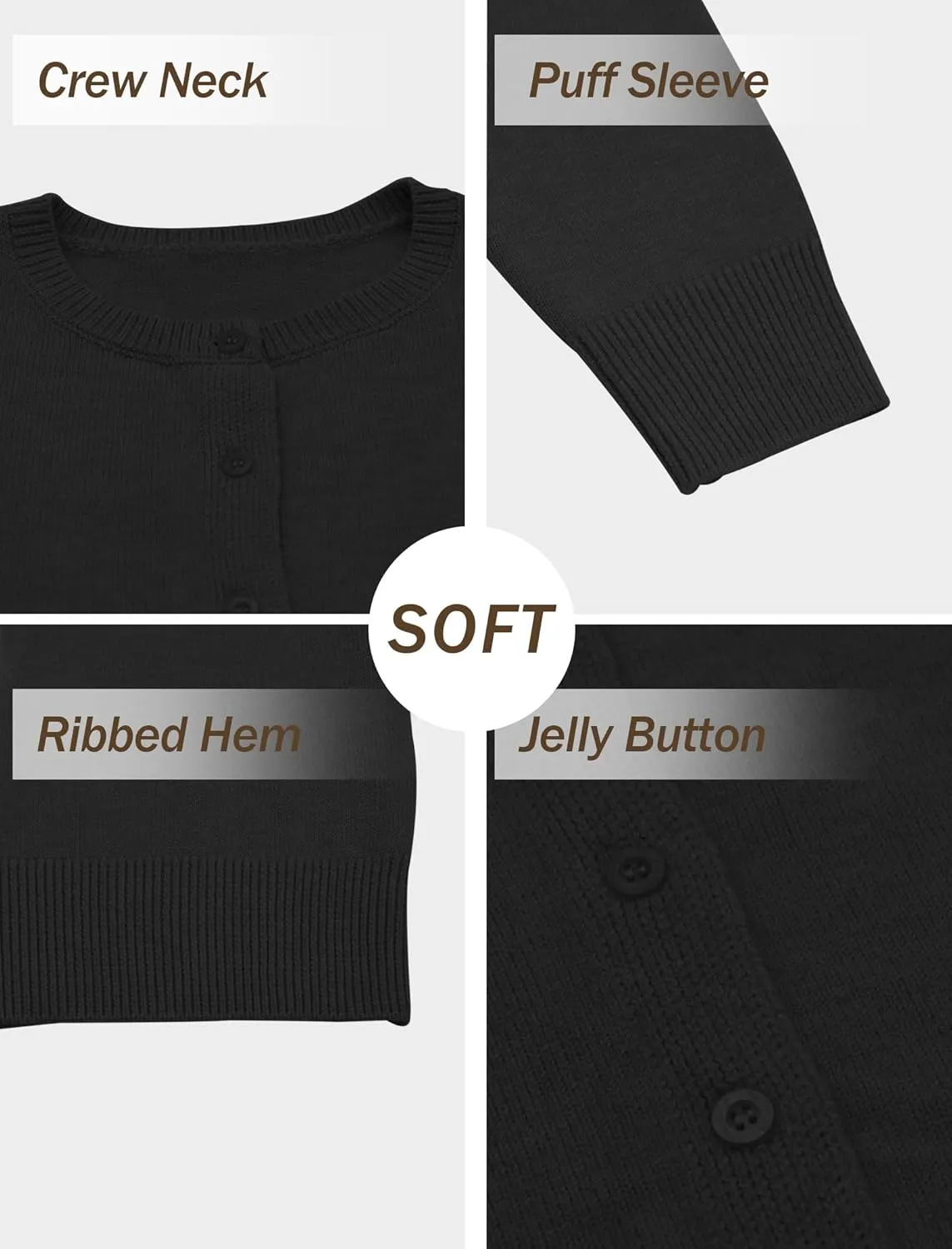 Women Y2K Button Down Sweater Cardigan Cropped Long Sleeve Solid Knit Cardigans Open Front Crewneck Sweater Outwear