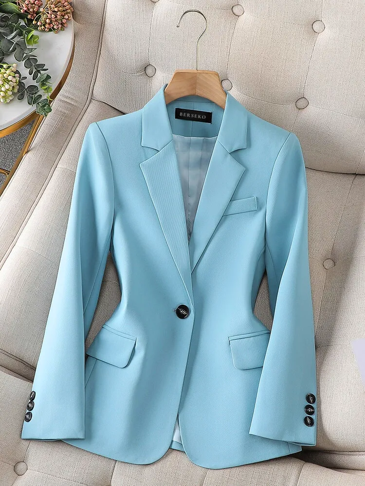 Womens Blazer  Tailored Fit  Single-Breasted  Notch Lapel  Office Formal Wear
