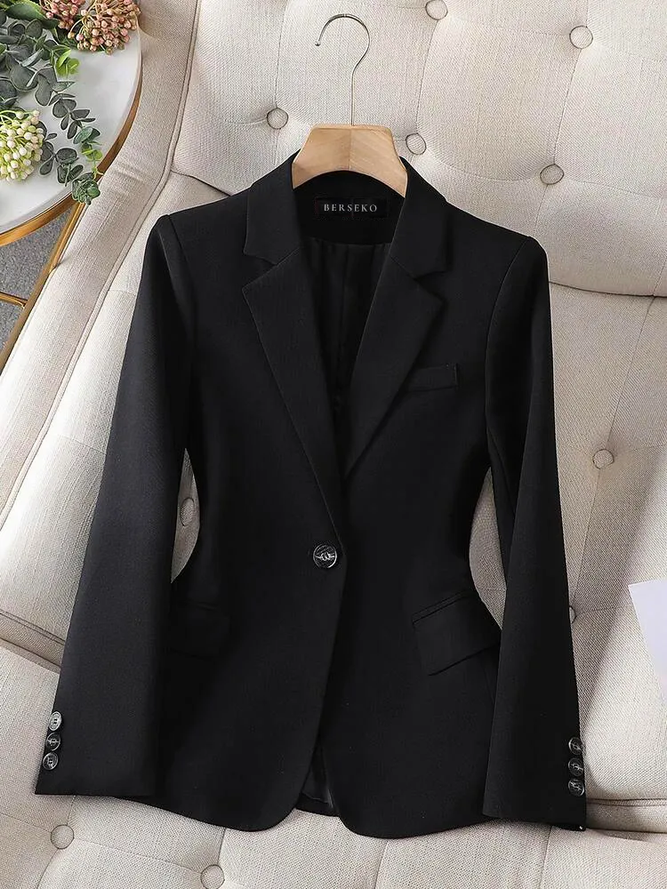 Womens Blazer  Tailored Fit  Single-Breasted  Notch Lapel  Office Formal Wear