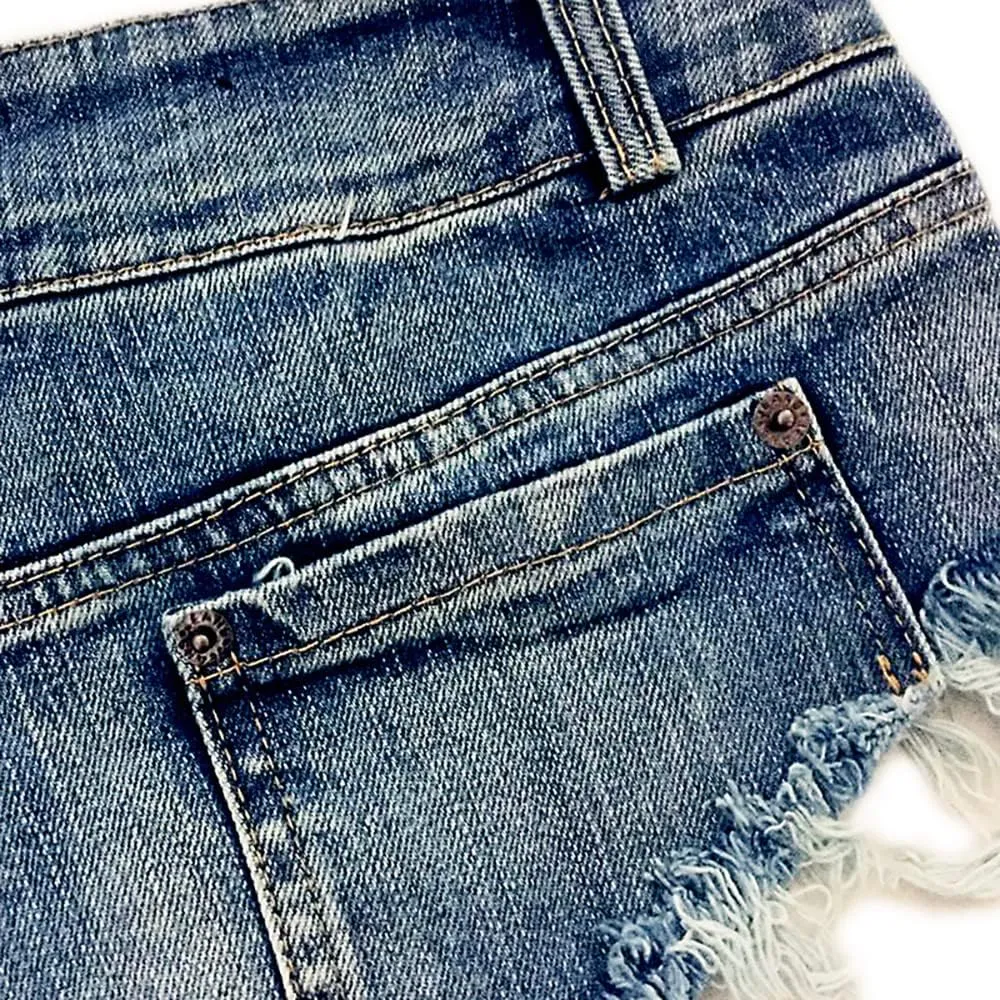 Womens Denim Hot Shorts Low Waist Booty Ripped Jeans
