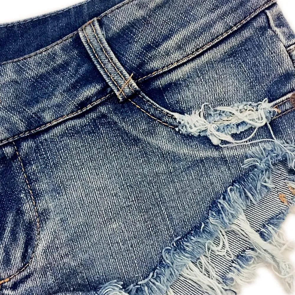 Womens Denim Hot Shorts Low Waist Booty Ripped Jeans