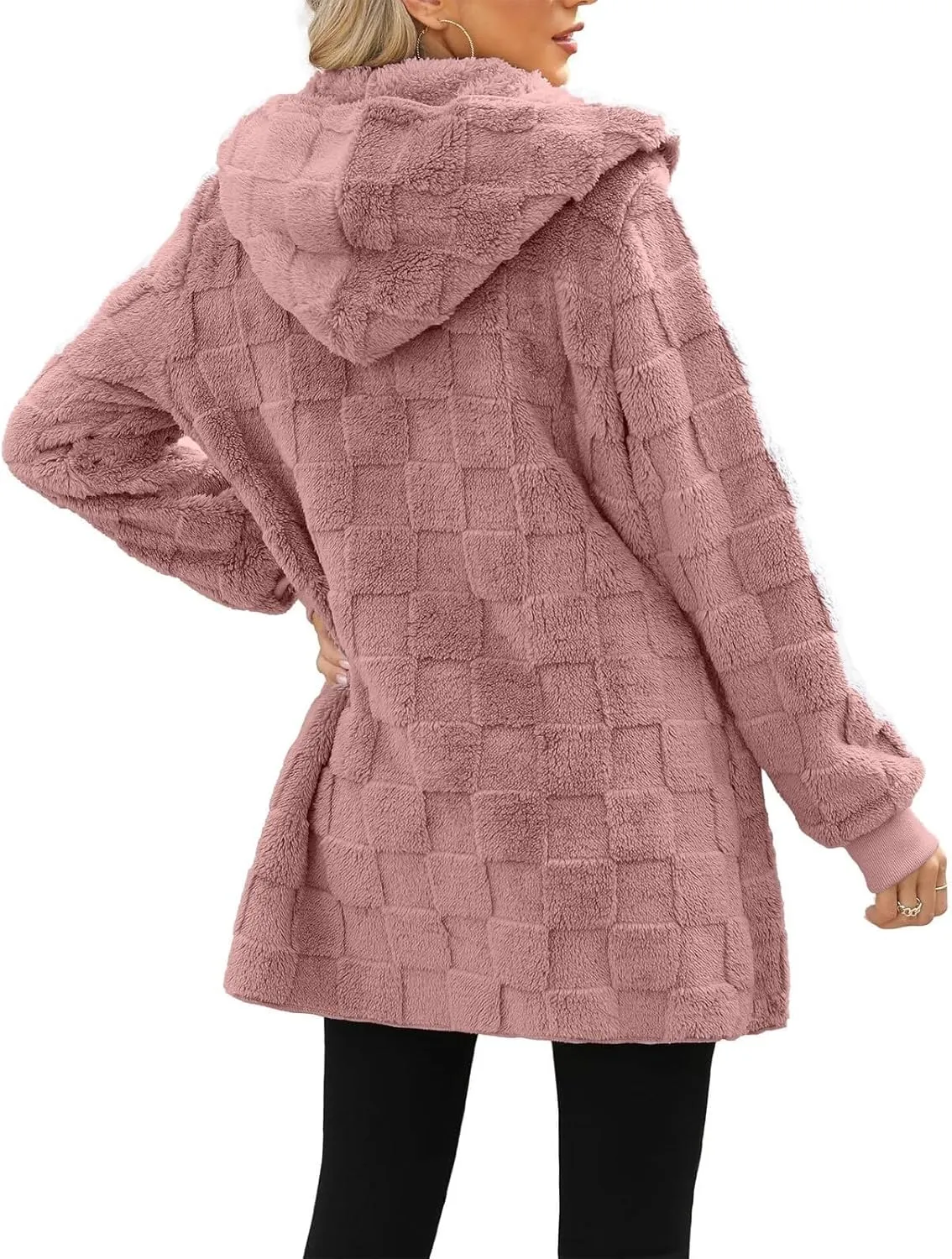 Womens Fleece Jacket Oversized Zip Up Sherpa Fuzzy Casual Coats Fall Winter Warm Outerwear 2024 Clothes with Pockets