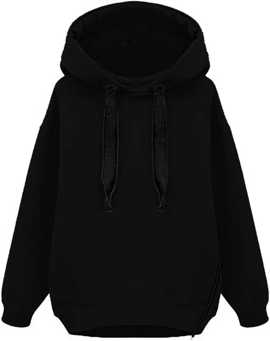 Womens Hoodies Pullover Thick Casual Winter Warm Fleece Sherpa Lined Hooded Drawstring Sweatshirt Sweater Pockets