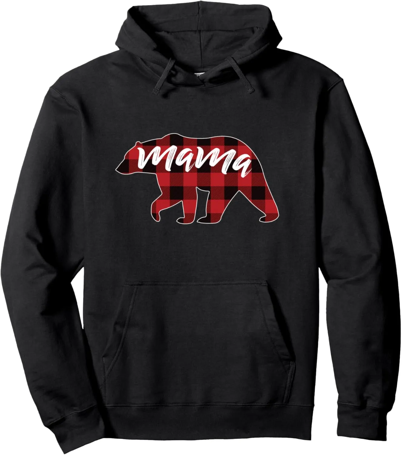 Women's Mama Bear Sweatshirt, Buffalo Plaid Mama Bear Hoodie Pullover Hoodie