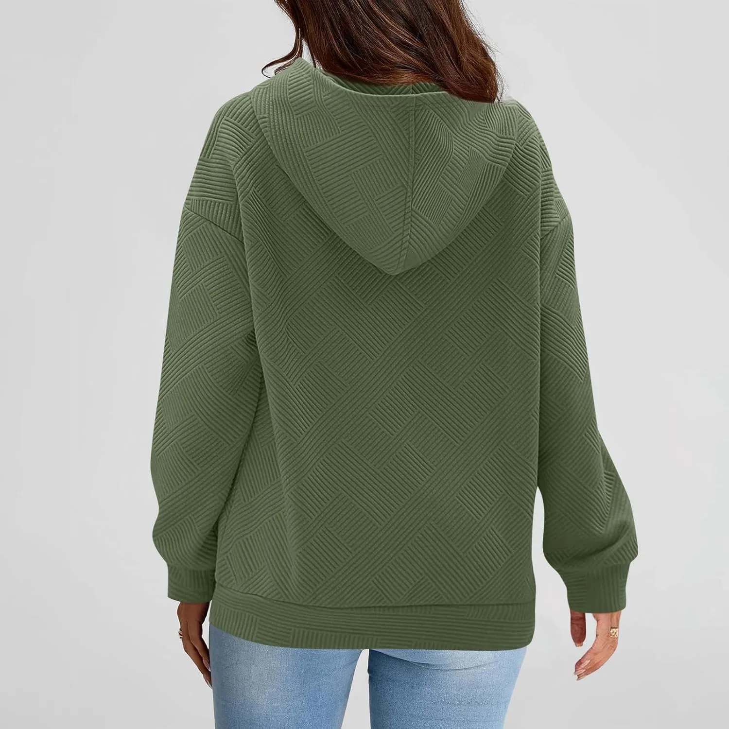 Womens Oversized Hoodie Jacket Fall Fashion 2024 Zip Up Long Sleeve Textured Hooded Sweatshirt Lightweight Jackets