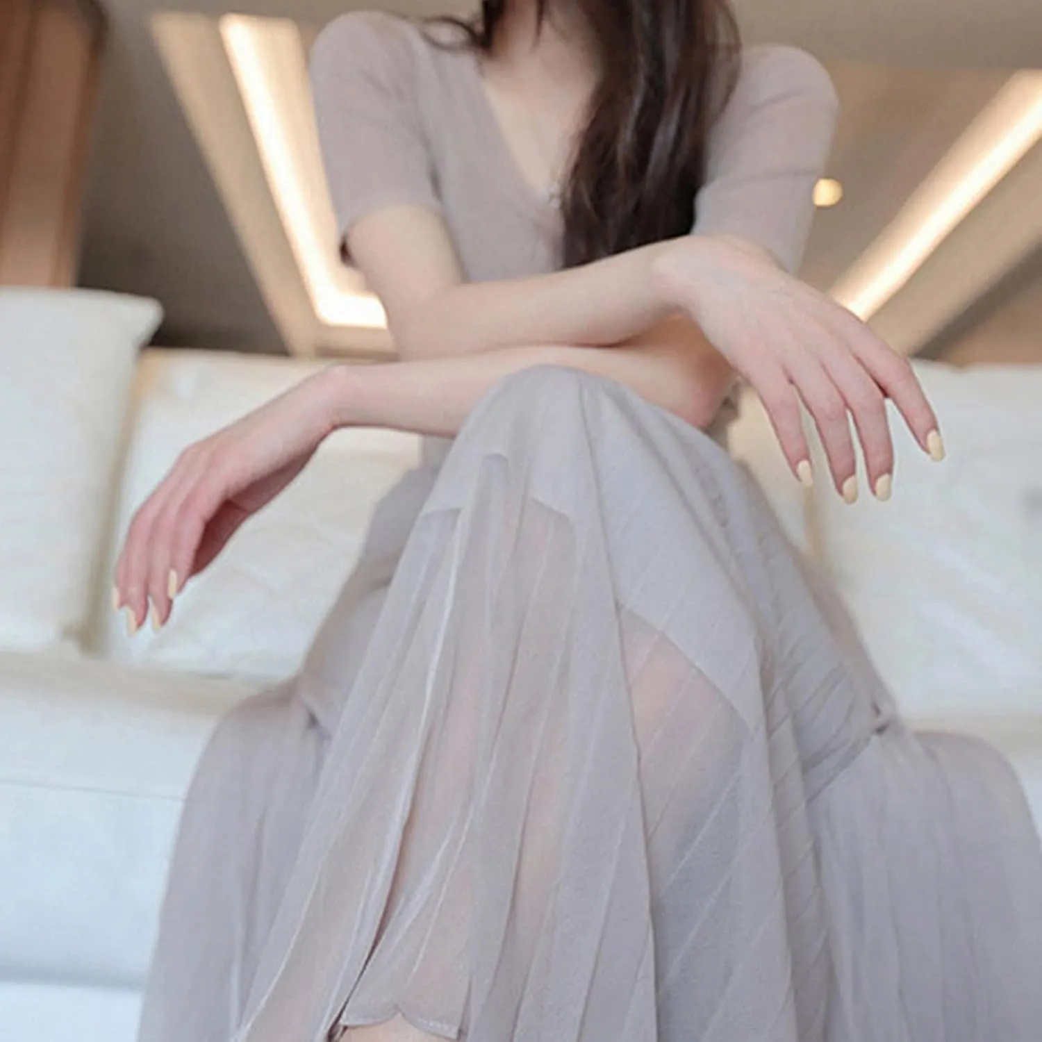 Women's Pleated Midi Skirts High Elastic Waist Party A-Line Skirt Elegant Ruched Summer Casual Swing Maxi Skirt