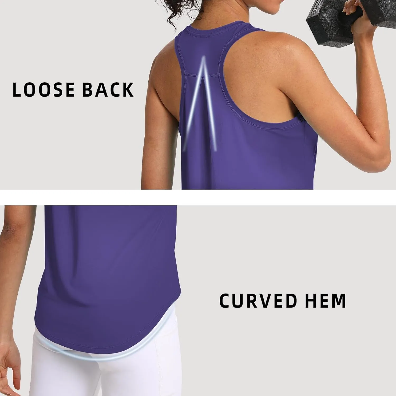 Women's Workout Tank Tops Woman Sleeveless Loose Fit Gym Tops Athletic Shirts Racerback Quick Dry UPF 50 
