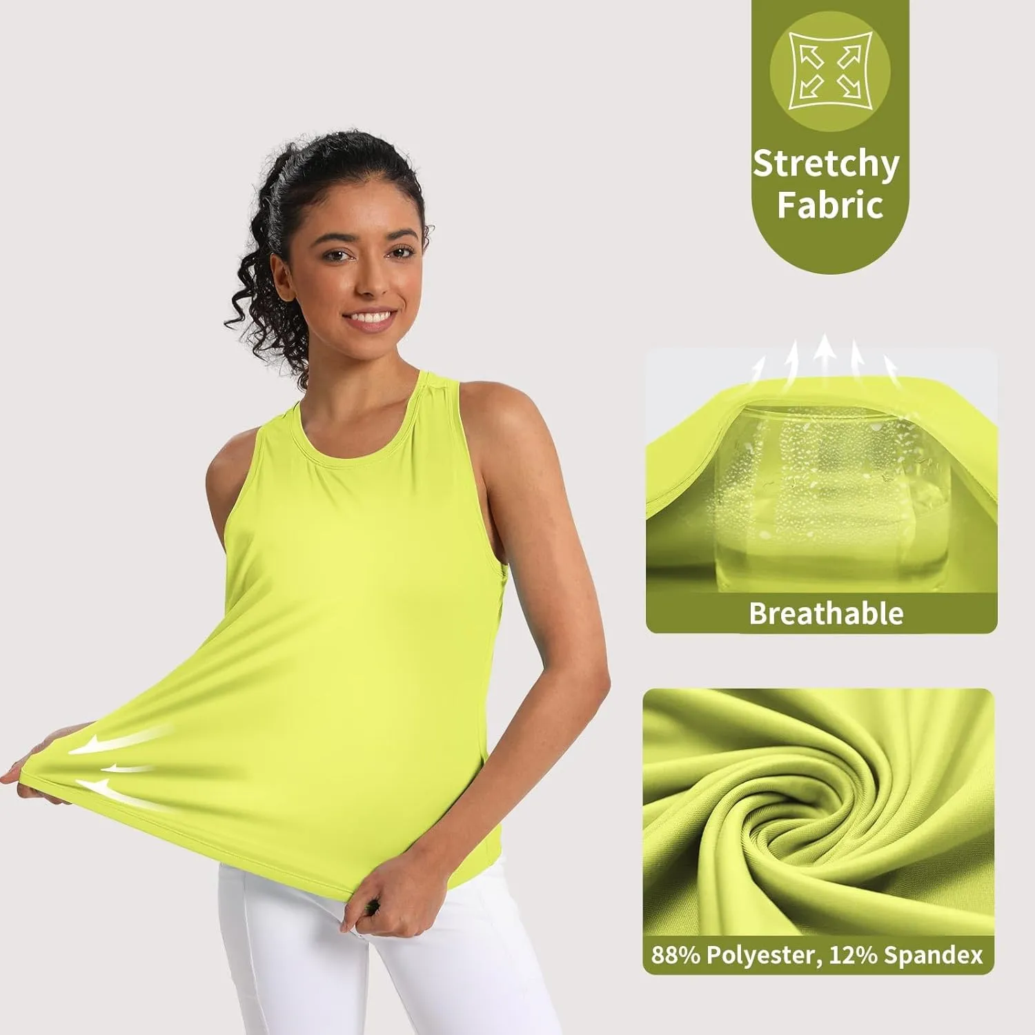 Women's Workout Tank Tops Woman Sleeveless Loose Fit Gym Tops Athletic Shirts Racerback Quick Dry UPF 50 