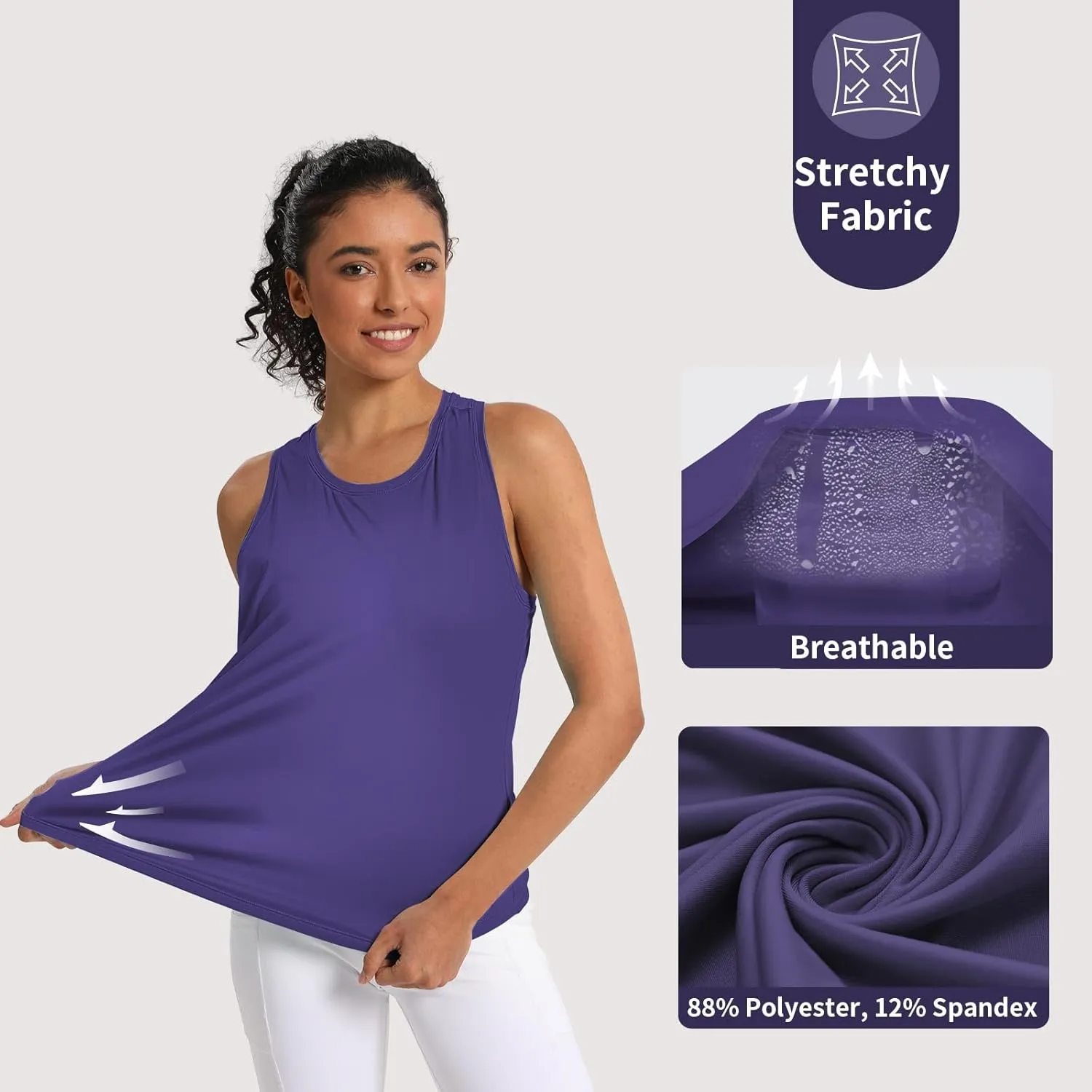 Women's Workout Tank Tops Woman Sleeveless Loose Fit Gym Tops Athletic Shirts Racerback Quick Dry UPF 50 