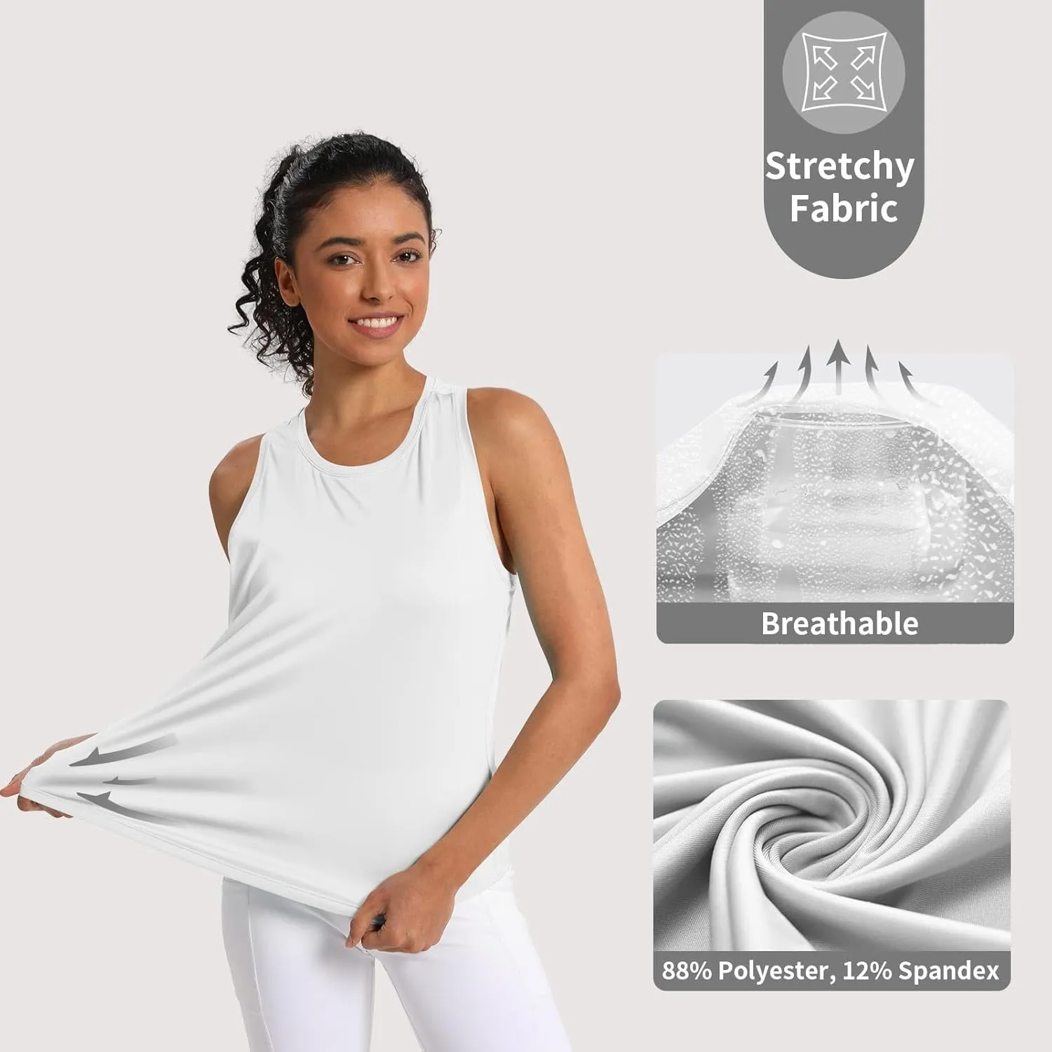 Women's Workout Tank Tops Woman Sleeveless Loose Fit Gym Tops Athletic Shirts Racerback Quick Dry UPF 50 