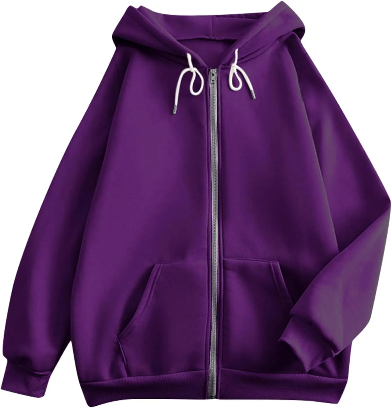 Womens Zip Up Hoodies Casual Long Sleeve Hoodie Jacket Oversized Lightweight Pullover Sweatshirts Tops with Pocket