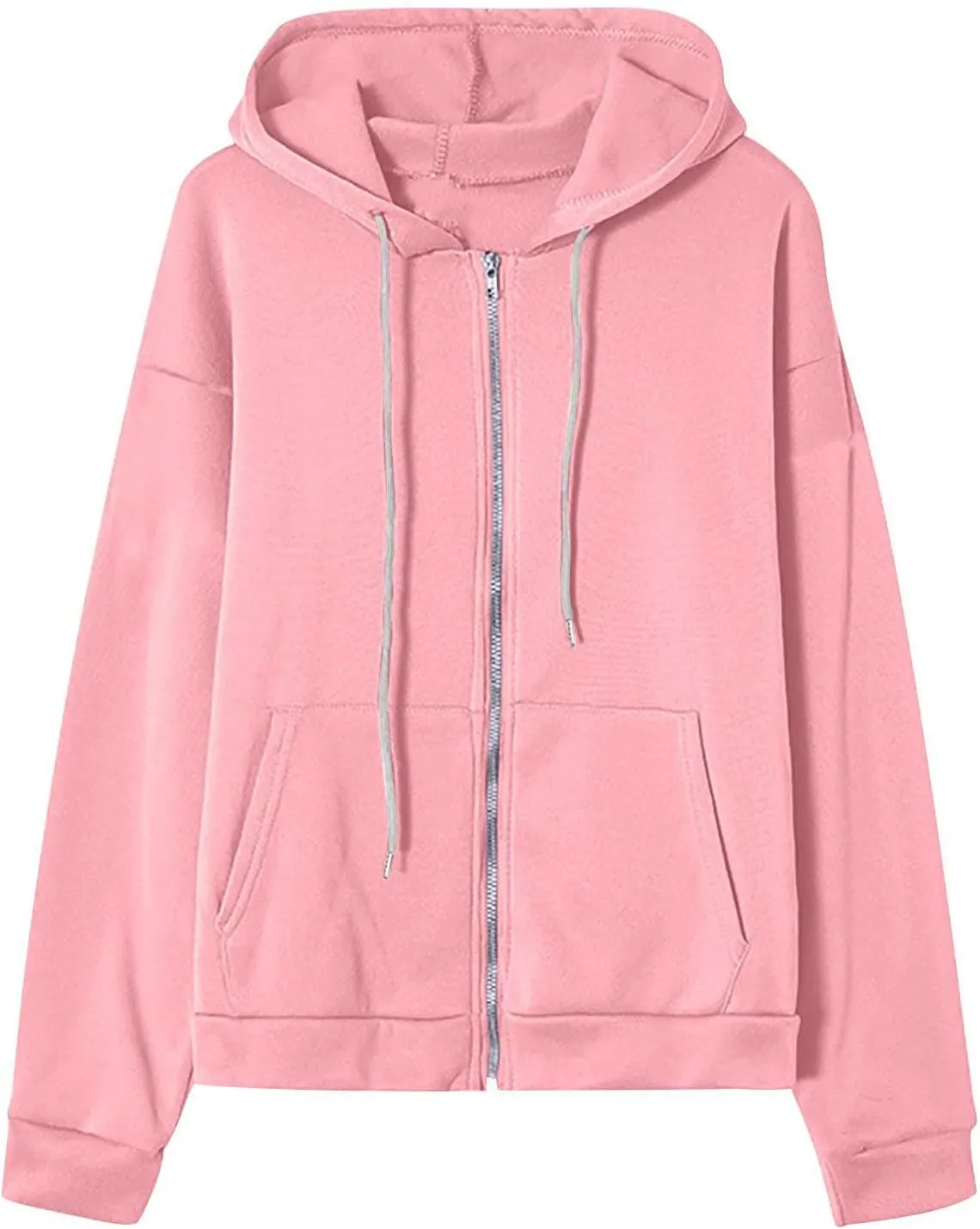 Womens Zip Up y2k Hoodies Fall Fashion Oversized Long Sleeve Hooded Sweatshirt Casual Lightweight Jacket With Pockets
