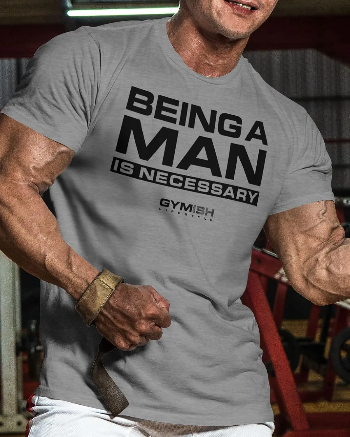 Workout Shirts for Men, Being A Man is Necessary Gym Shirt, Funny Lifting T-Shirt (Being A Man is Necessary)
