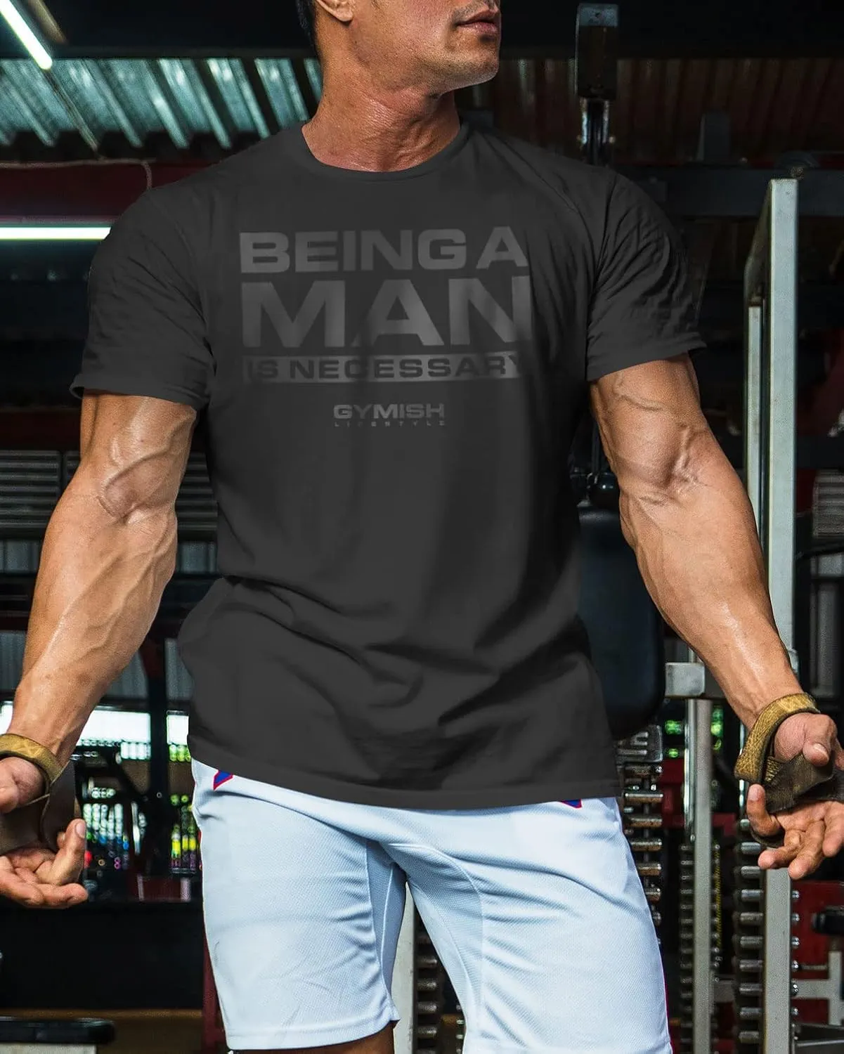Workout Shirts for Men, Being A Man is Necessary Gym Shirt, Funny Lifting T-Shirt (Being A Man is Necessary)