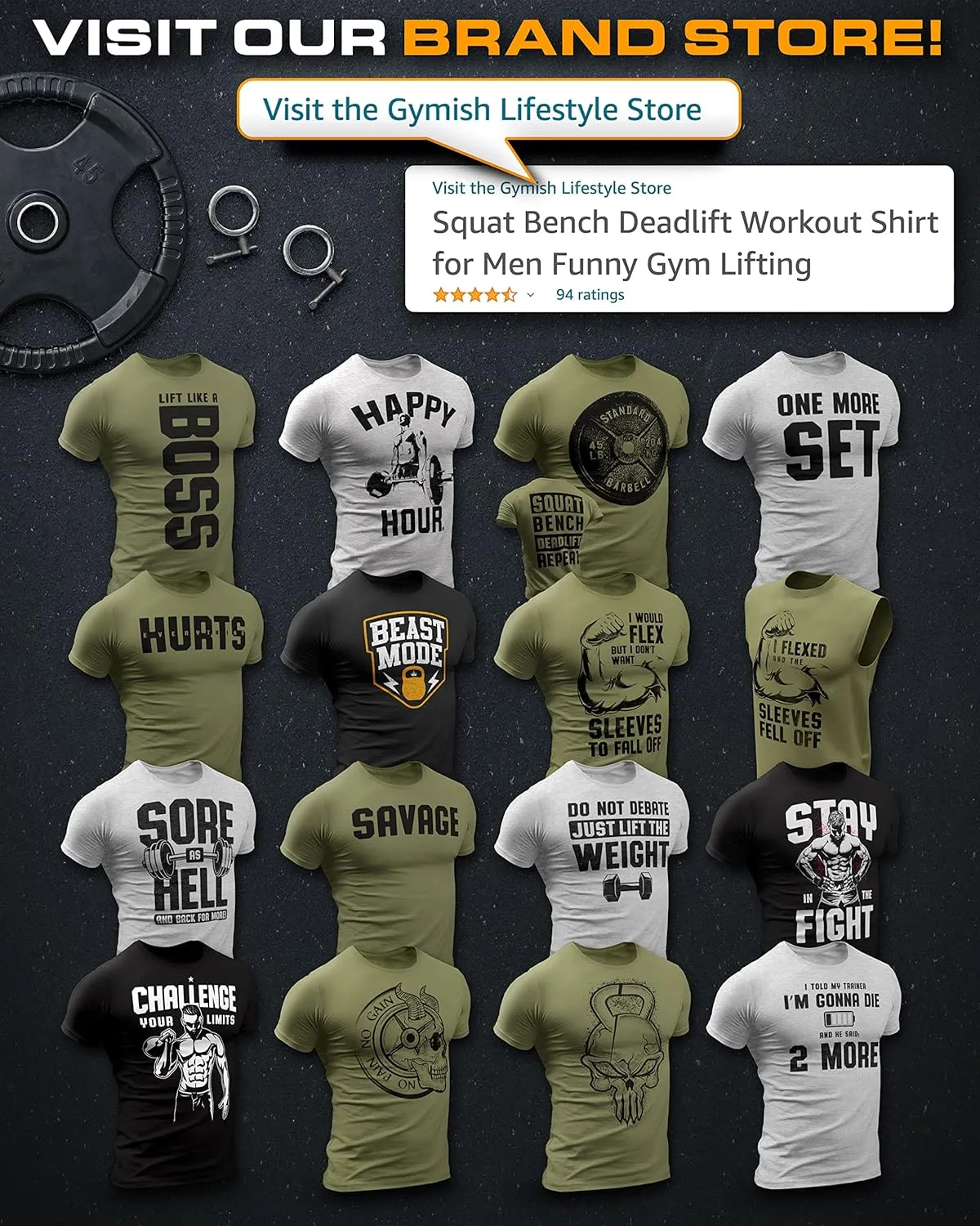 Workout Shirts for Men, Squat Sergeant Squat Below Parallel Gym Shirt, Funny Lifting T-Shirt