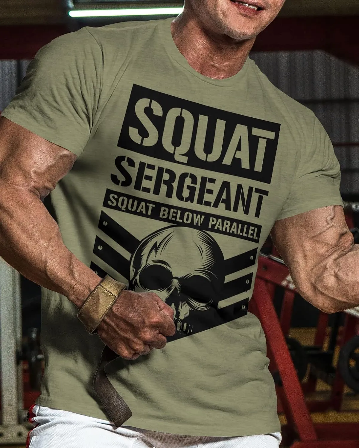 Workout Shirts for Men, Squat Sergeant Squat Below Parallel Gym Shirt, Funny Lifting T-Shirt