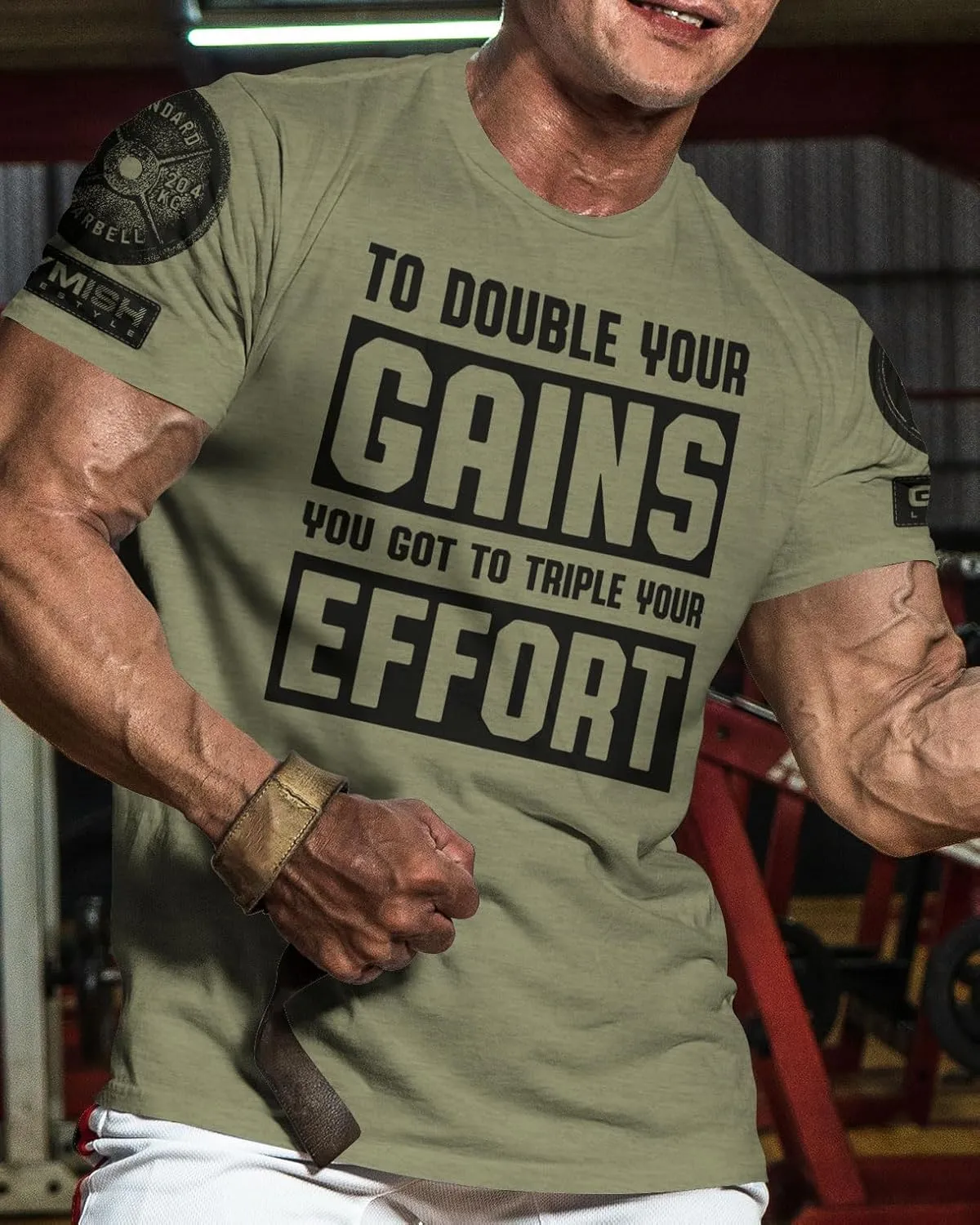 Workout Shirts for Men, to Double Your Gains Triple Your Effort Gym Shirt, Funny Lifting T-Shirt