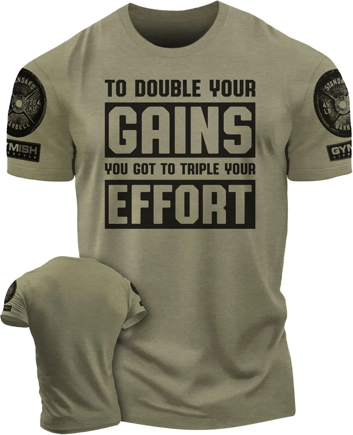Workout Shirts for Men, to Double Your Gains Triple Your Effort Gym Shirt, Funny Lifting T-Shirt