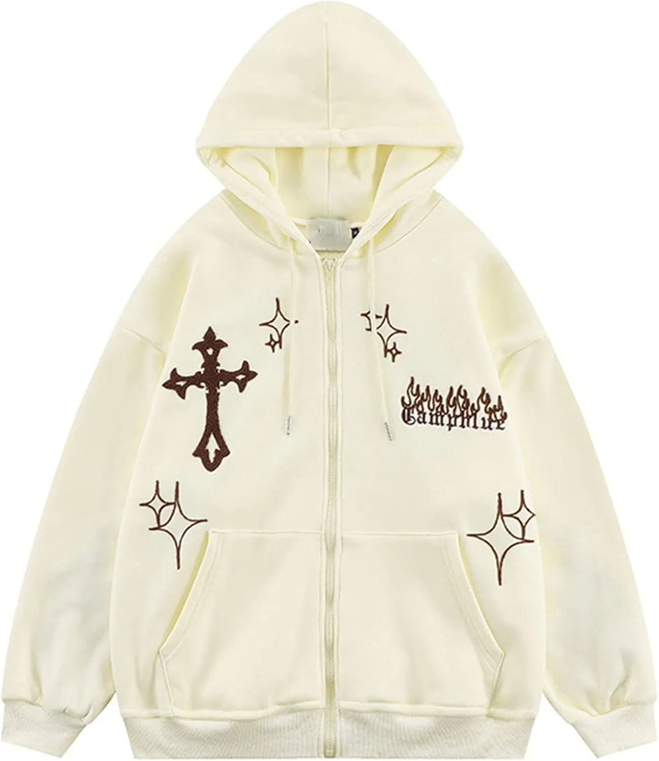 Y2k Zip Up Hoodies for Teen Girls Aesthetic Trendy Oversized Sweatshirt Womens 2022 Star Graphic Print Jackets