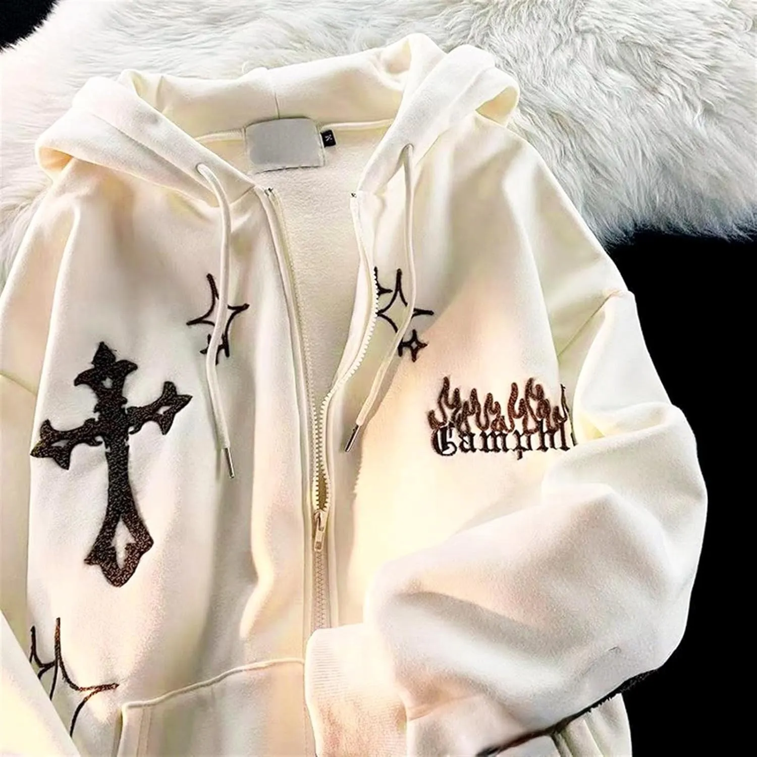 Y2k Zip Up Hoodies for Teen Girls Aesthetic Trendy Oversized Sweatshirt Womens 2022 Star Graphic Print Jackets