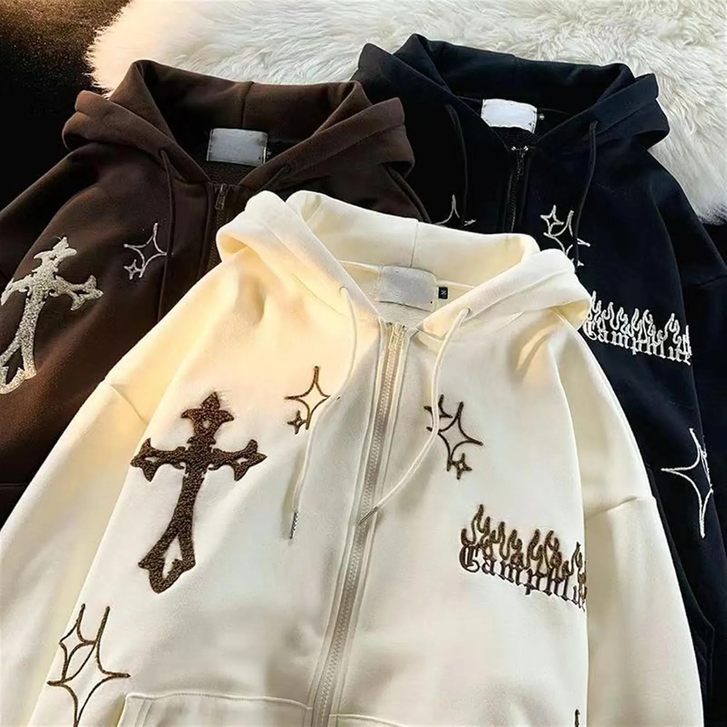 Y2k Zip Up Hoodies for Teen Girls Aesthetic Trendy Oversized Sweatshirt Womens 2022 Star Graphic Print Jackets