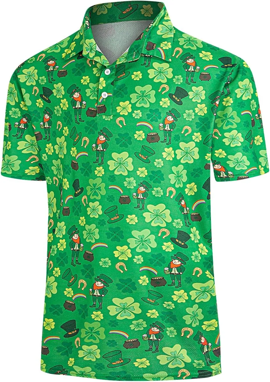 Yoimira Funny Golf Shirts for Men Short Sleeve, Hawaiian Men Polo Shirt Moisture Wicking Quick Dry Fit Print Casual