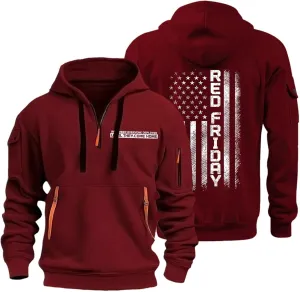 ZEFOTIM Hoodie for Men Drawstring 1/4 Zip Hoodie Letter Print Graphic Pullover Casual Sweatshirt with Pockets