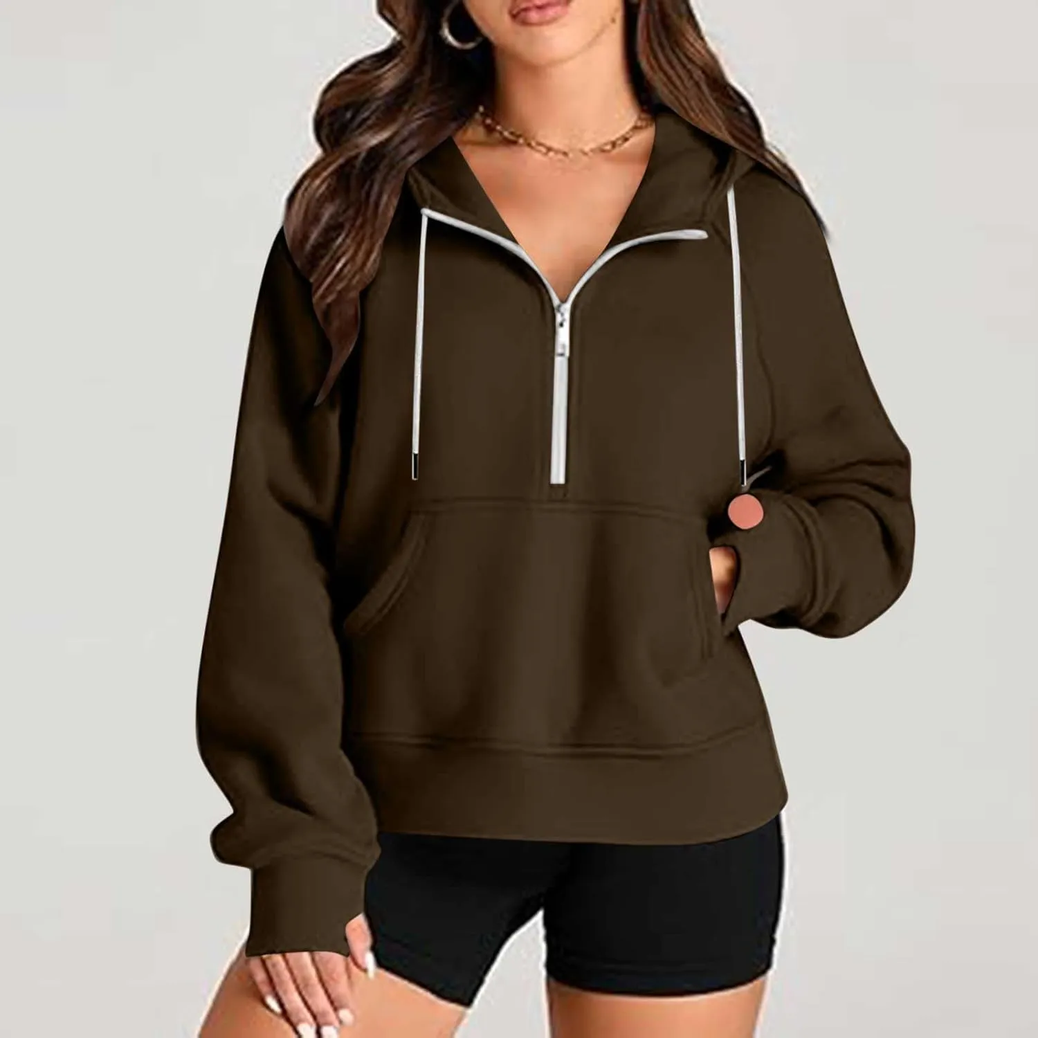 Zip Up Hoodie Women Cropped Long Sleeve Sweatshirts Trendy Pockets Jackets Spring Fall Daily Workout Pullover Tops