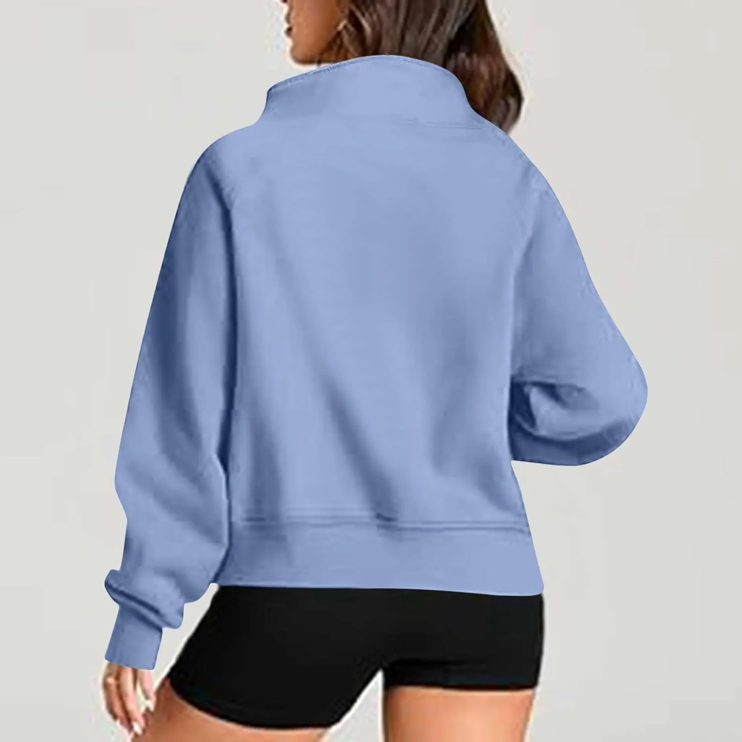 Zip Up Hoodie Women Cropped Long Sleeve Sweatshirts Trendy Pockets Jackets Spring Fall Daily Workout Pullover Tops
