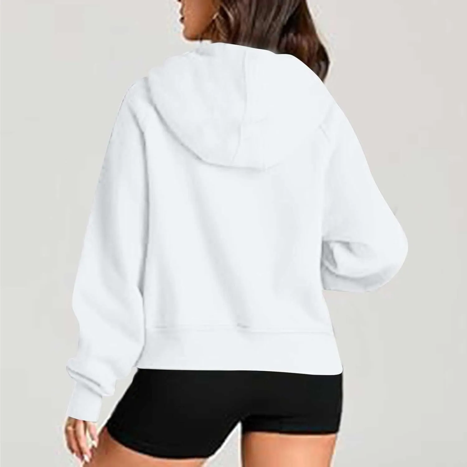Zip Up Hoodie Women Cropped Long Sleeve Sweatshirts Trendy Pockets Jackets Spring Fall Daily Workout Pullover Tops