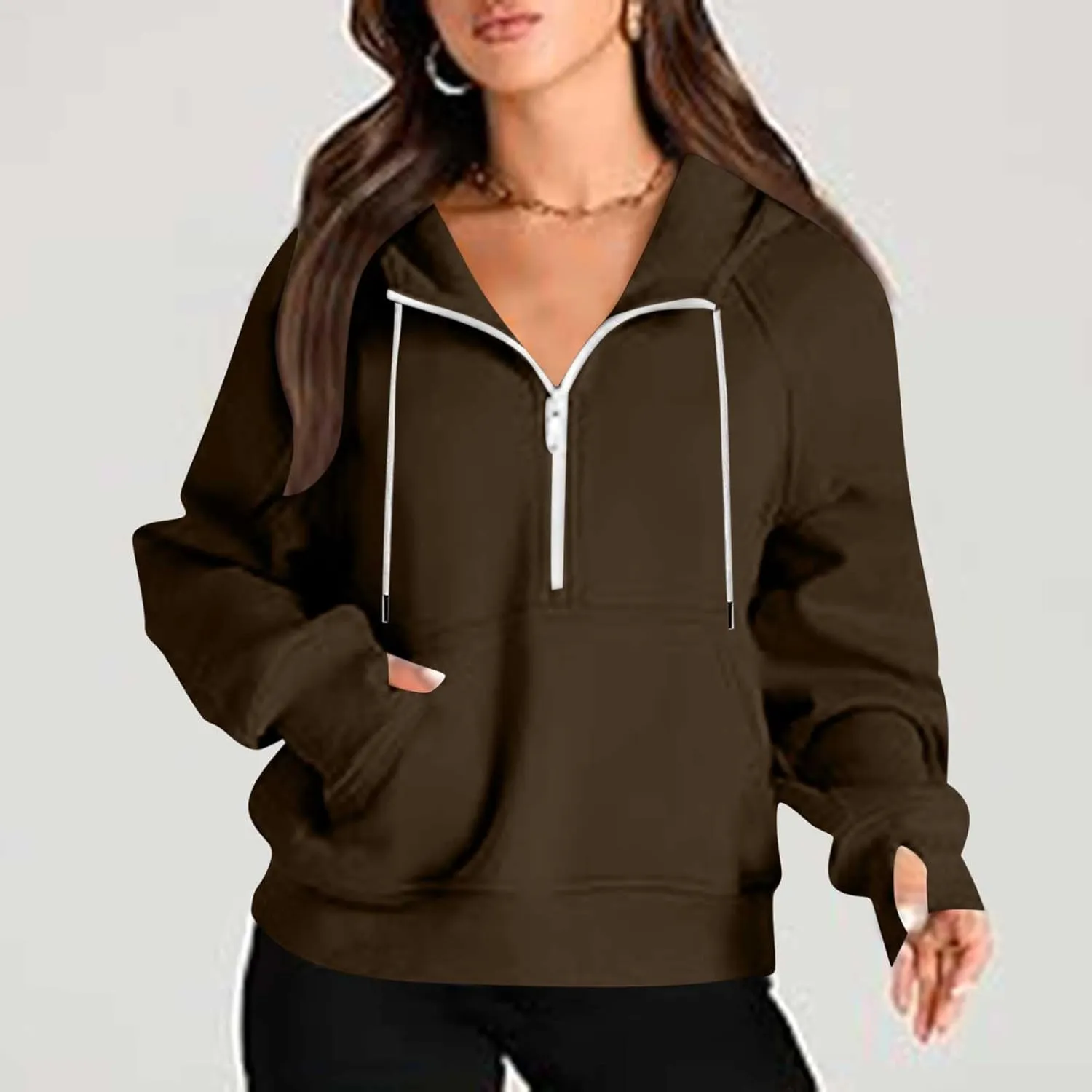 Zip Up Hoodie Women Cropped Long Sleeve Sweatshirts Trendy Pockets Jackets Spring Fall Daily Workout Pullover Tops